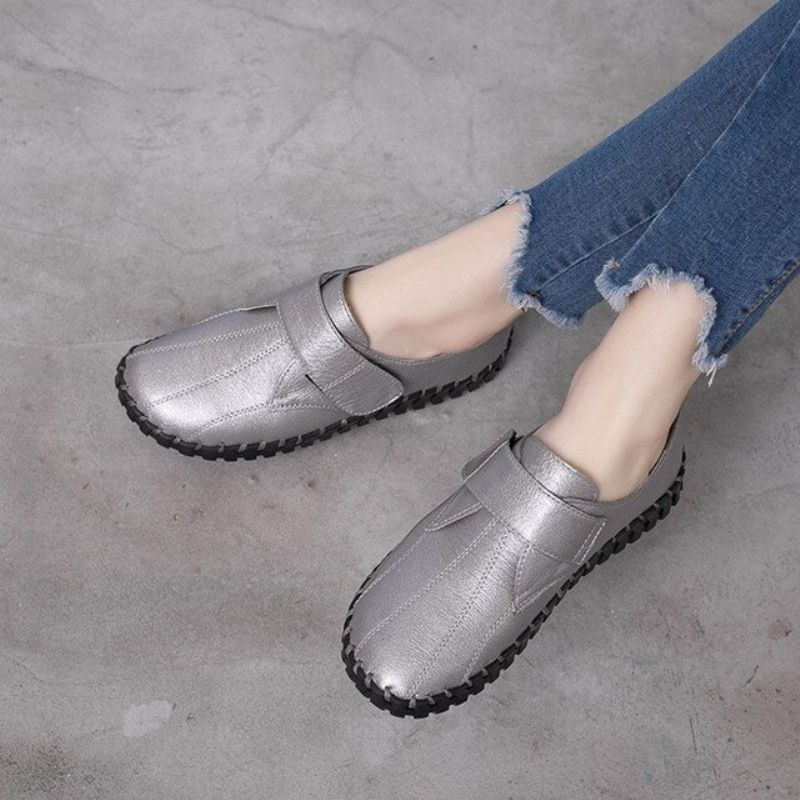 Lina Dames Zachte Platte Leren Loafer Schoenen - Paars