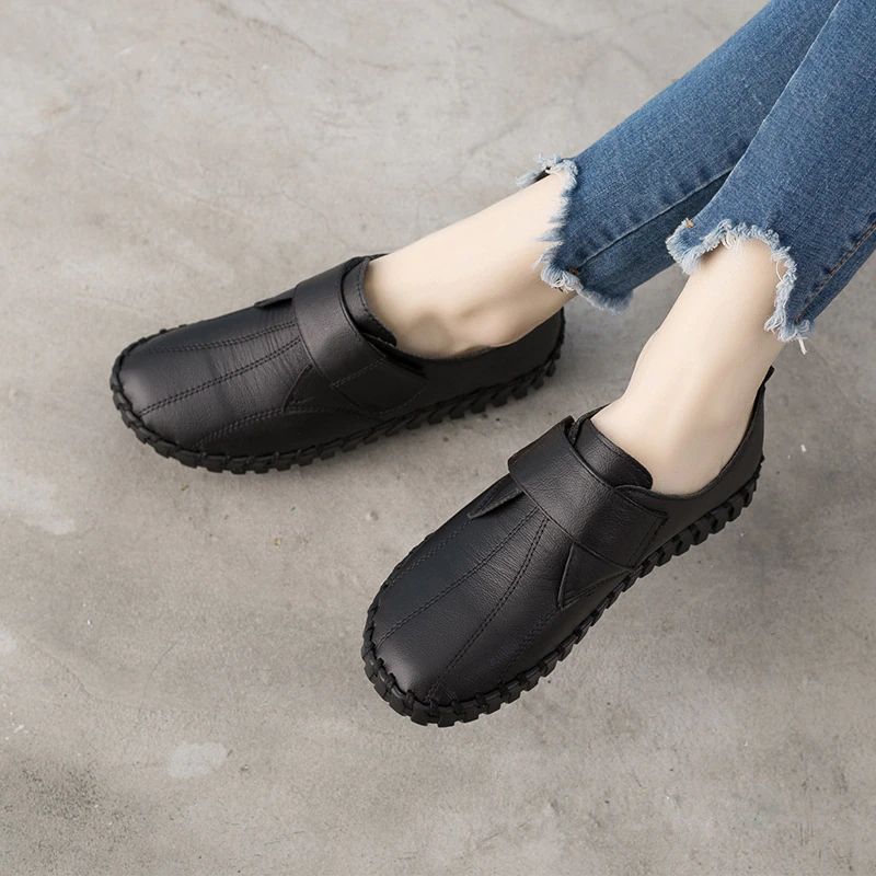 Lina Dames Zachte Platte Leren Loafer Schoenen - Paars