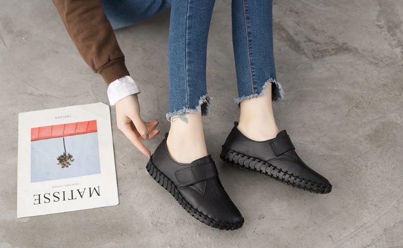 Lina Dames Zachte Platte Leren Loafer Schoenen - Paars