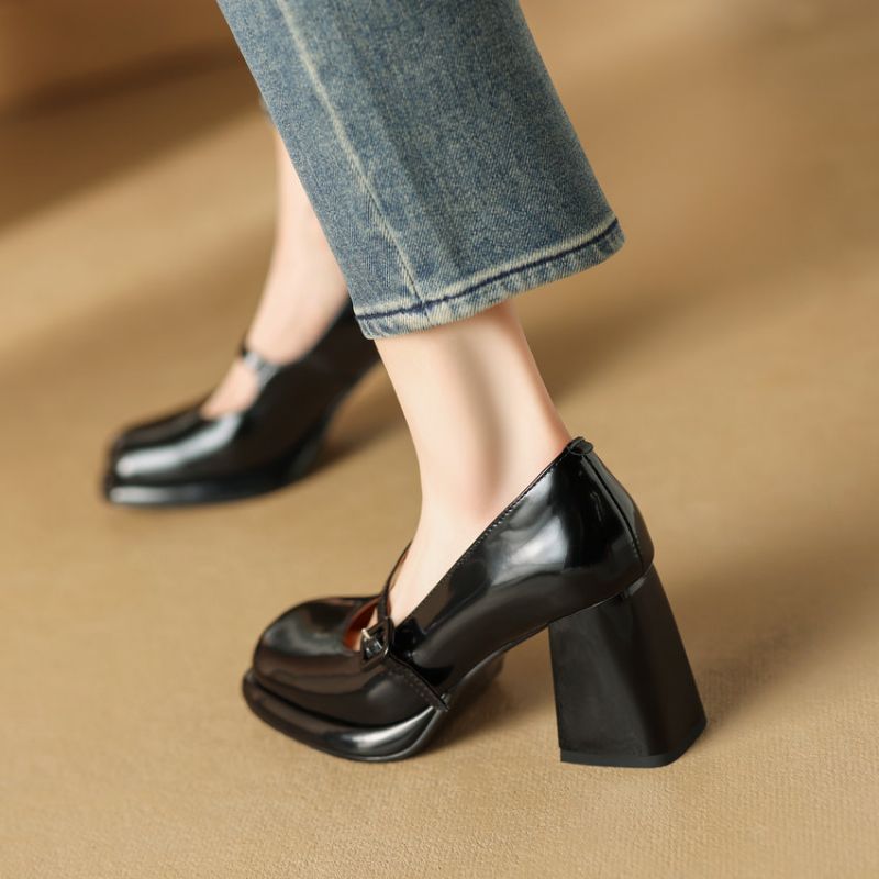 Lina Pumps Met Dikke Hoge Hak Voor Dames - Zwart