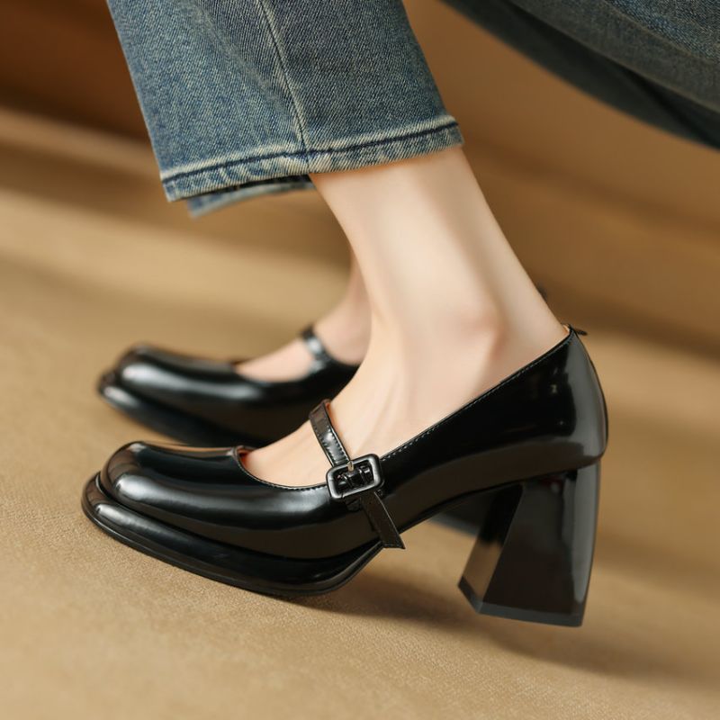 Lina Pumps Met Dikke Hoge Hak Voor Dames - Zwart