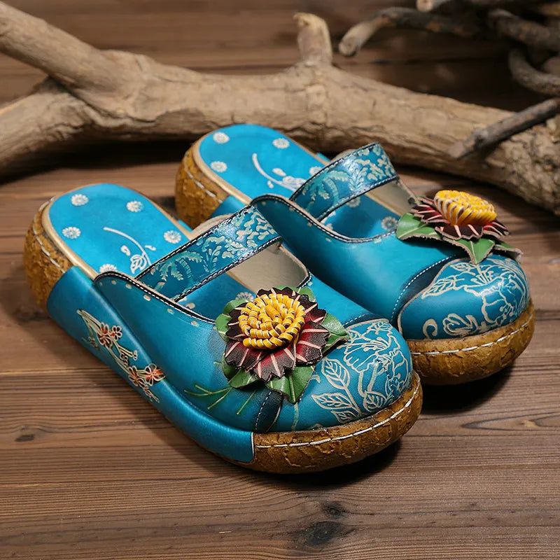 Linda Dames Platformklompen - Blauw