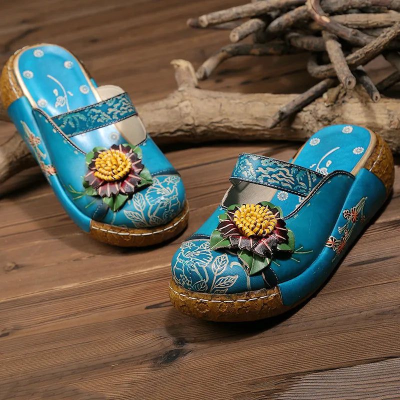 Linda Dames Platformklompen - Blauw