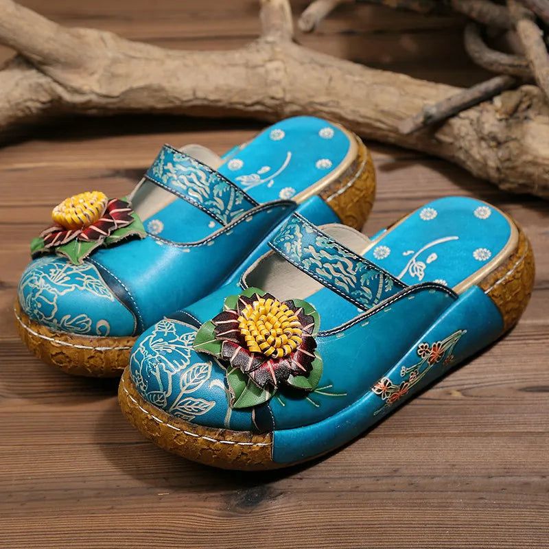 Linda Dames Platformklompen - Blauw