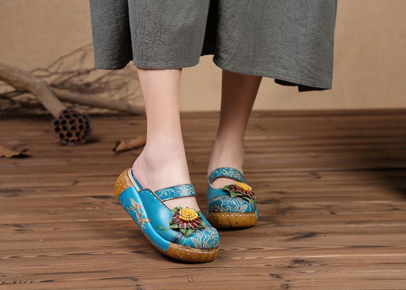 Linda Dames Platformklompen - Blauw