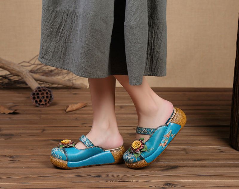 Linda Dames Platformklompen - Blauw