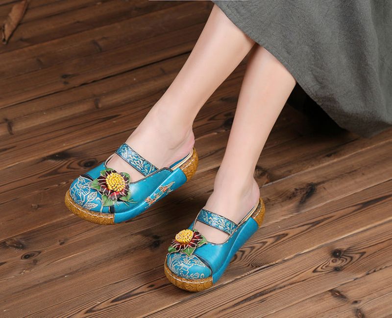 Linda Dames Platformklompen - Blauw