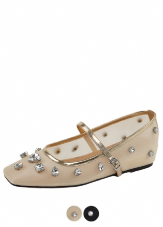 Liria Dames Mesh Strass Lage Hak Comfort Platte Schoenen
