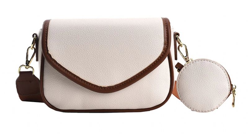 Lively Dames Designer Ronde Leren Portemonnee Handtas - Beige met Bruin