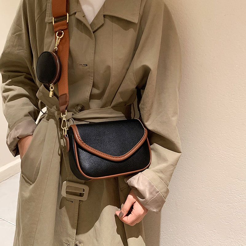 Lively Dames Designer Ronde Leren Portemonnee Handtas - Beige met Bruin
