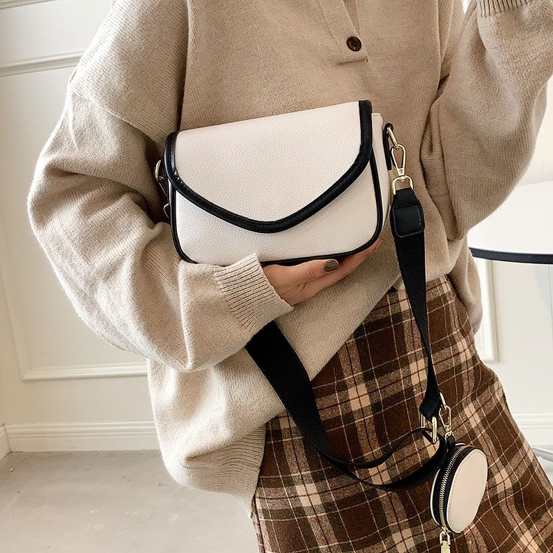 Lively Dames Designer Ronde Leren Portemonnee Handtas - Beige met Bruin