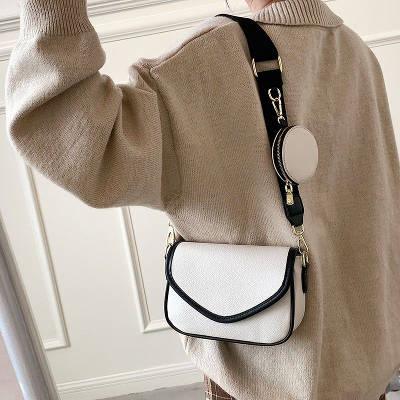 Lively Dames Designer Ronde Leren Portemonnee Handtas - Beige met Bruin