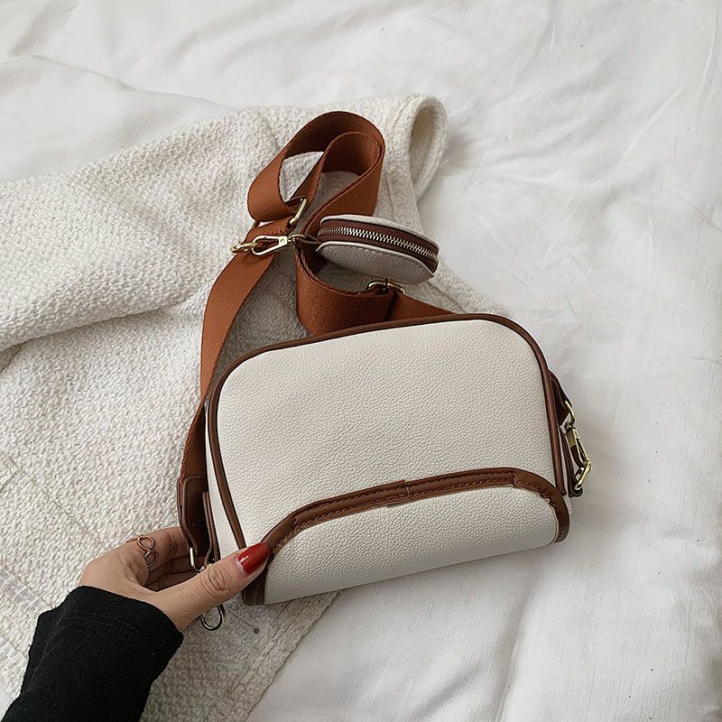 Lively Dames Designer Ronde Leren Portemonnee Handtas - Beige met Bruin