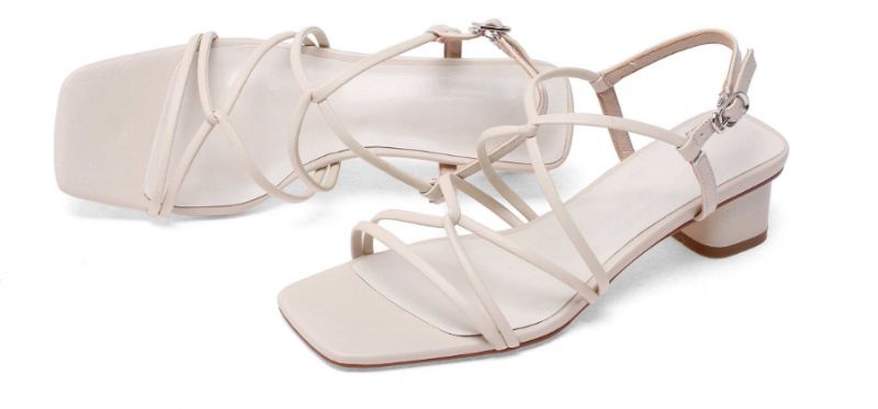 Liza Dames Hoogwaardige Mid Hak Sandaal - Beige