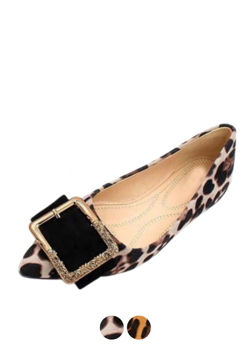 Liza Dames Leopard Fashion Platte Schoenen