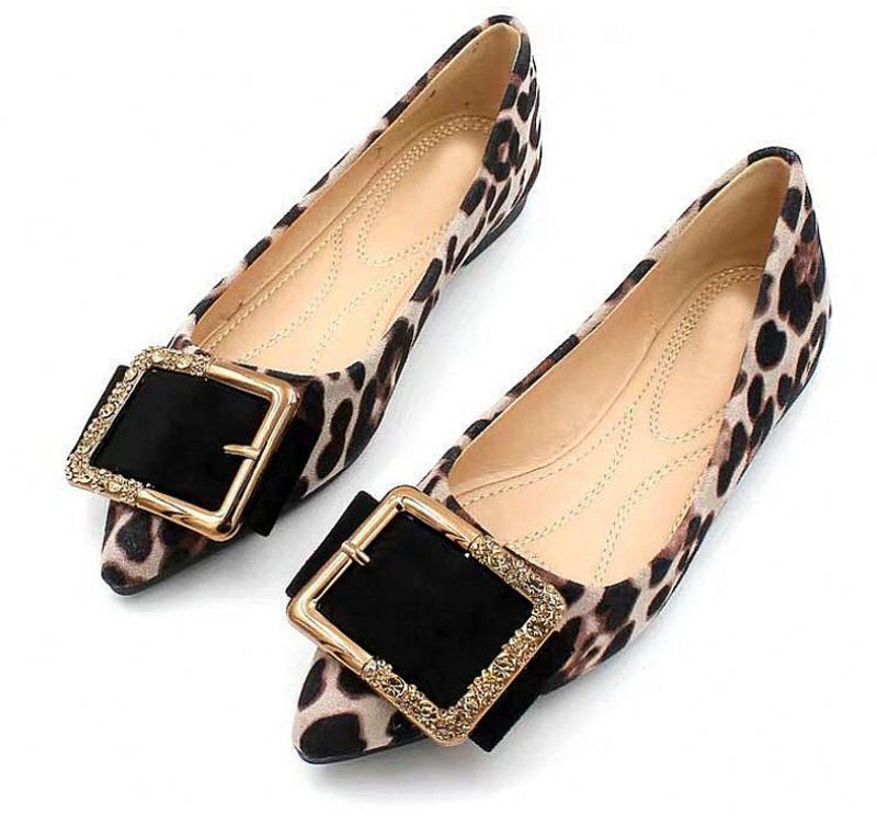 Liza Dames Leopard Fashion Platte Schoenen - Grijs