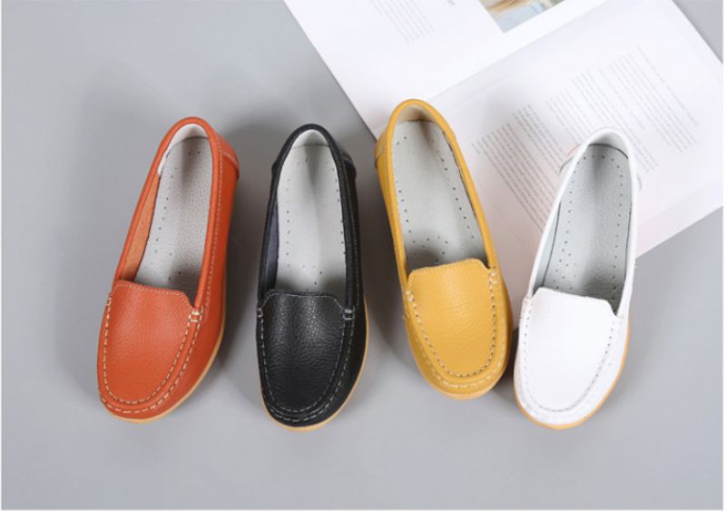 Liza Dames Loafer Platform Leren Schoenen - Wit