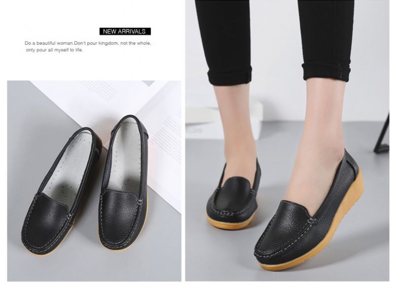 Liza Dames Loafer Platform Leren Schoenen - Wit