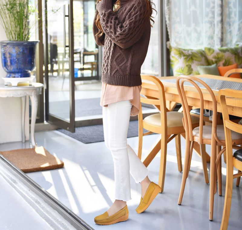 Liza Dames Loafer Platform Leren Schoenen - Wit
