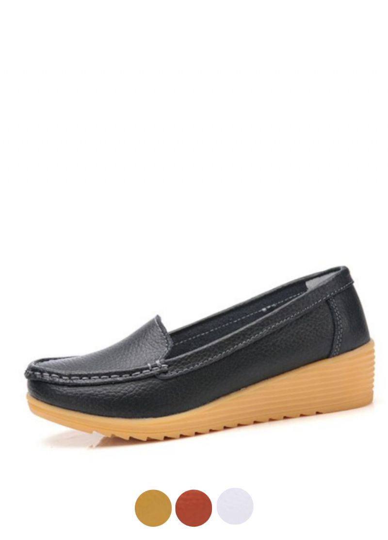 Liza Dames Loafer Platform Zwarte Schoenen