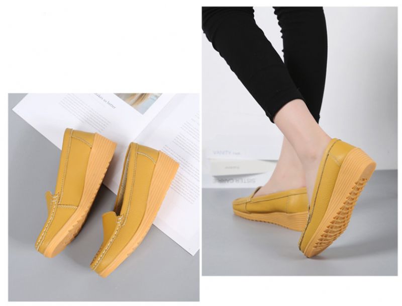 Liza Dames Loafer Platform Zwarte Schoenen - Zwart