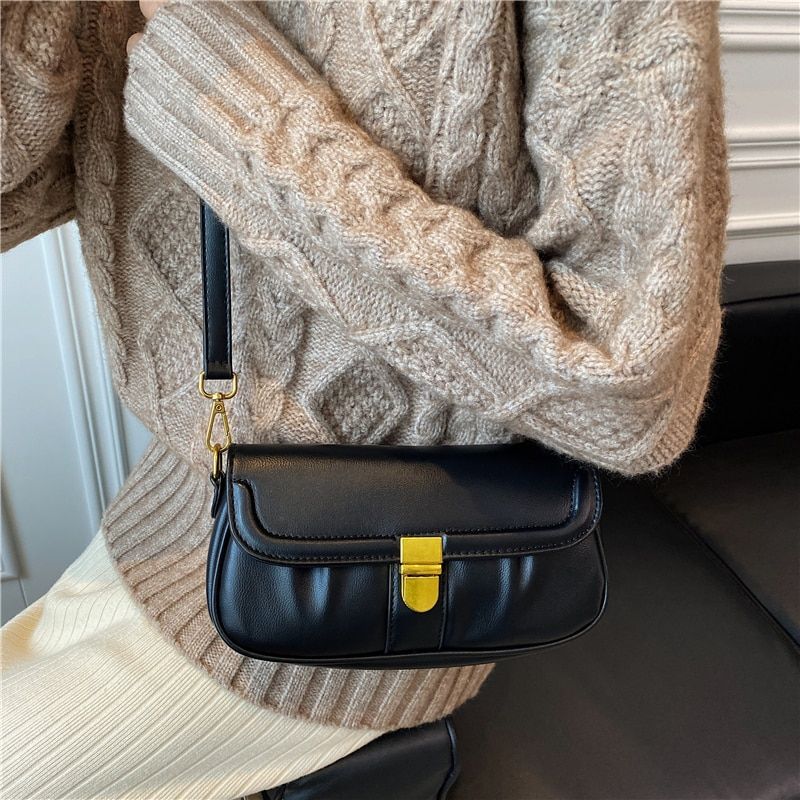 Liza Dames Luxe Leren Crossbody Handtas - Zwart