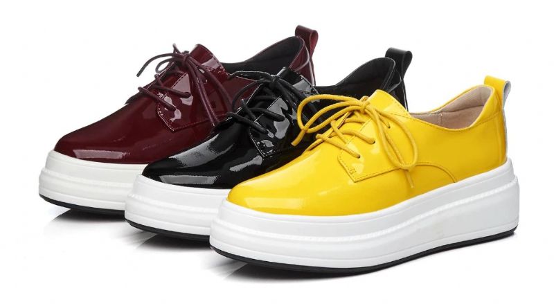 Llaru Dames Ronde Neus Platform Schoenen - Geel