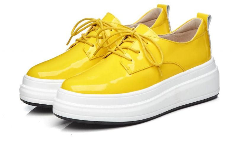 Llaru Dames Ronde Neus Platform Schoenen - Geel