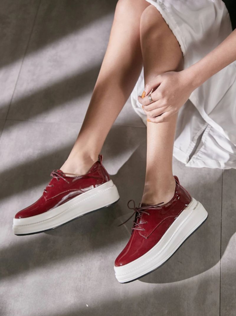 Llaru Dames Ronde Neus Platform Schoenen - Geel