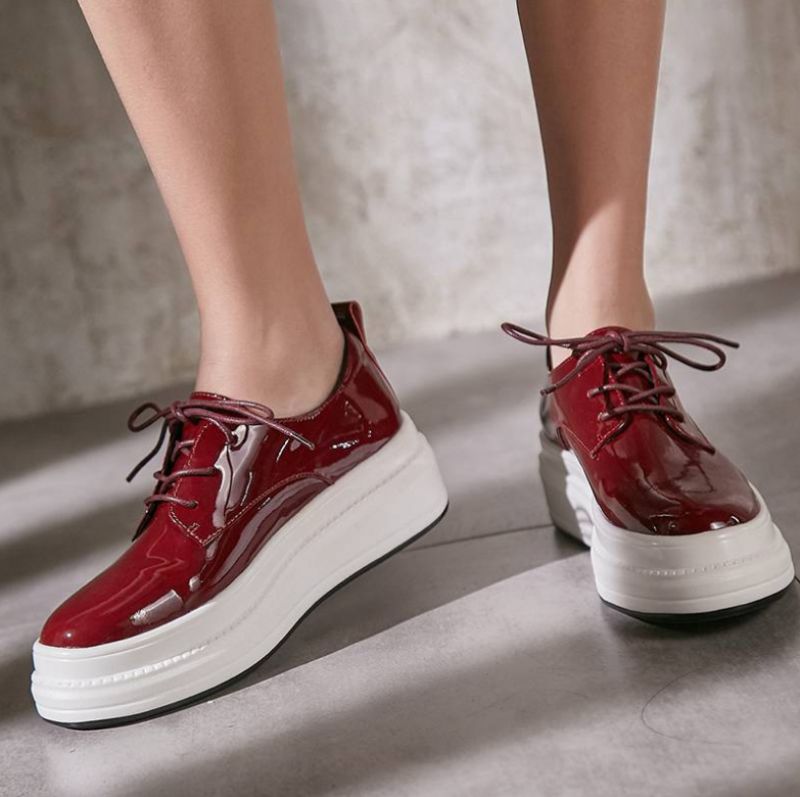 Llaru Dames Ronde Neus Platform Schoenen - Geel
