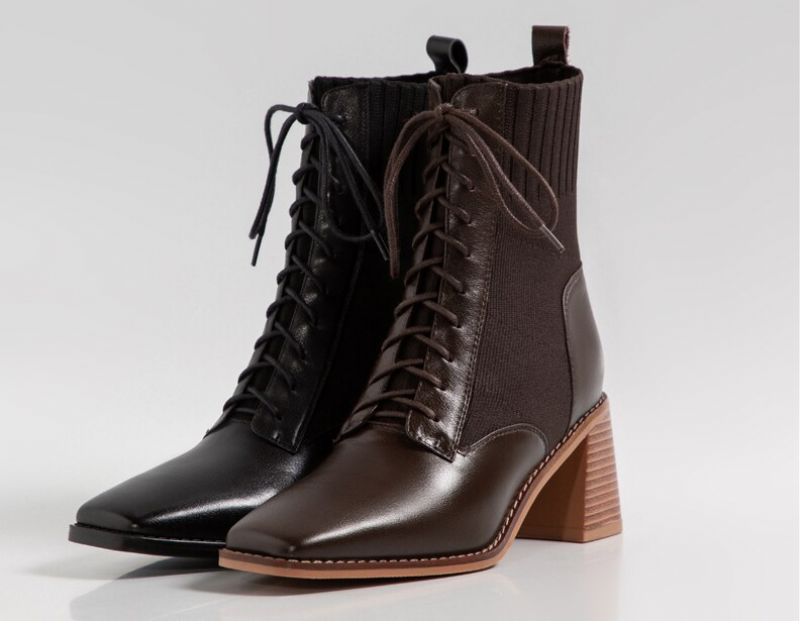 Loana Dames Mode Leren Zwarte Laarzen - Zwart