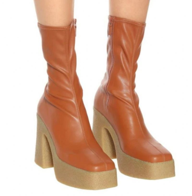 Lois Dames Platform Laarzen - Zwart Met Bont