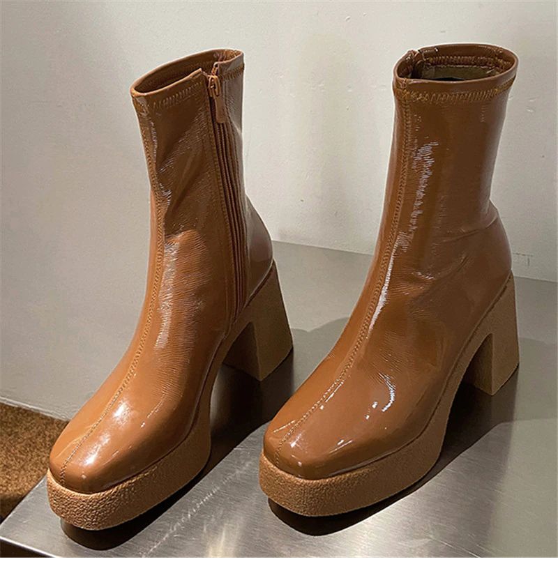Lois Dames Platform Laarzen - Zwart Met Bont