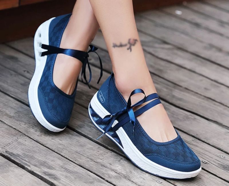 Lois Dames Platform Slip-on Schoenen - Zwart