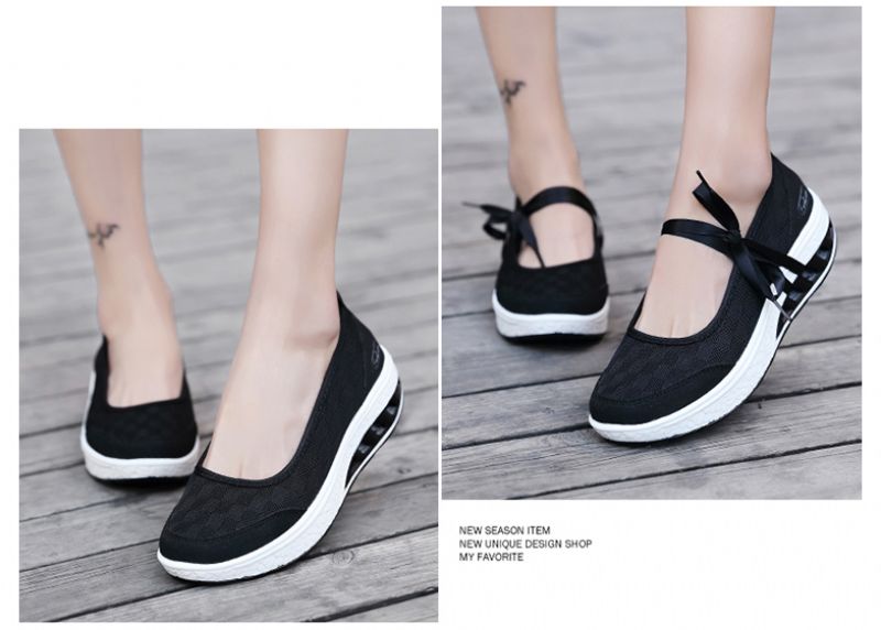 Lois Dames Platform Slip-on Schoenen - Zwart