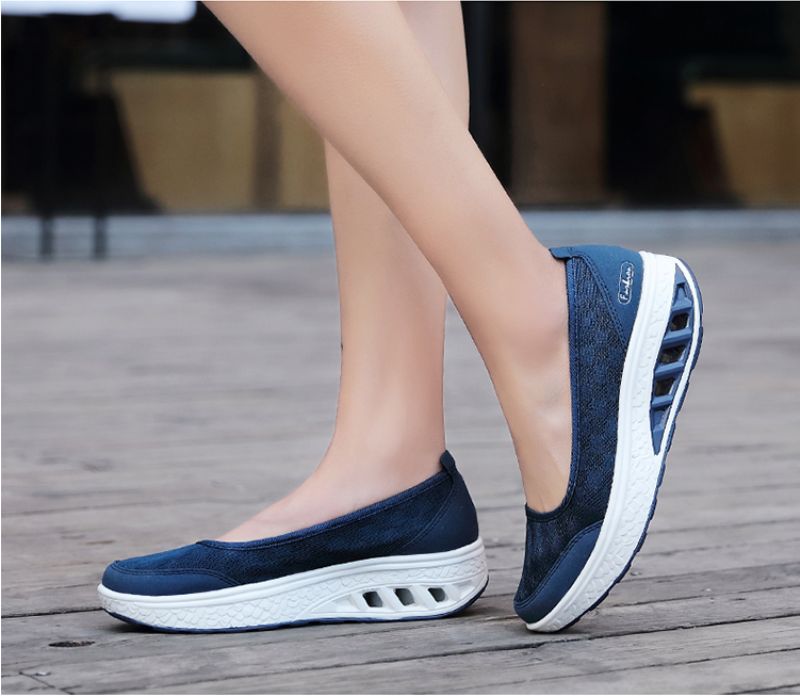 Lois Dames Platform Slip-on Schoenen - Zwart