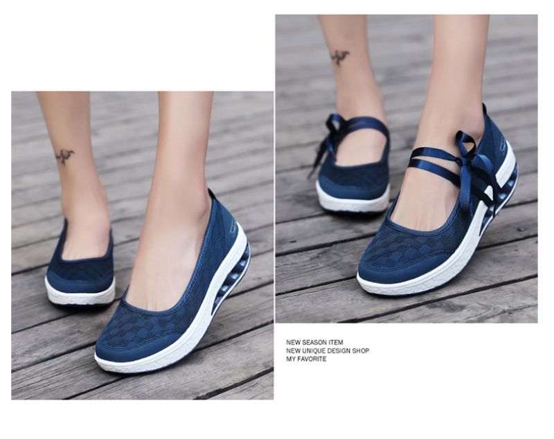 Lois Dames Platform Slip-on Schoenen - Zwart