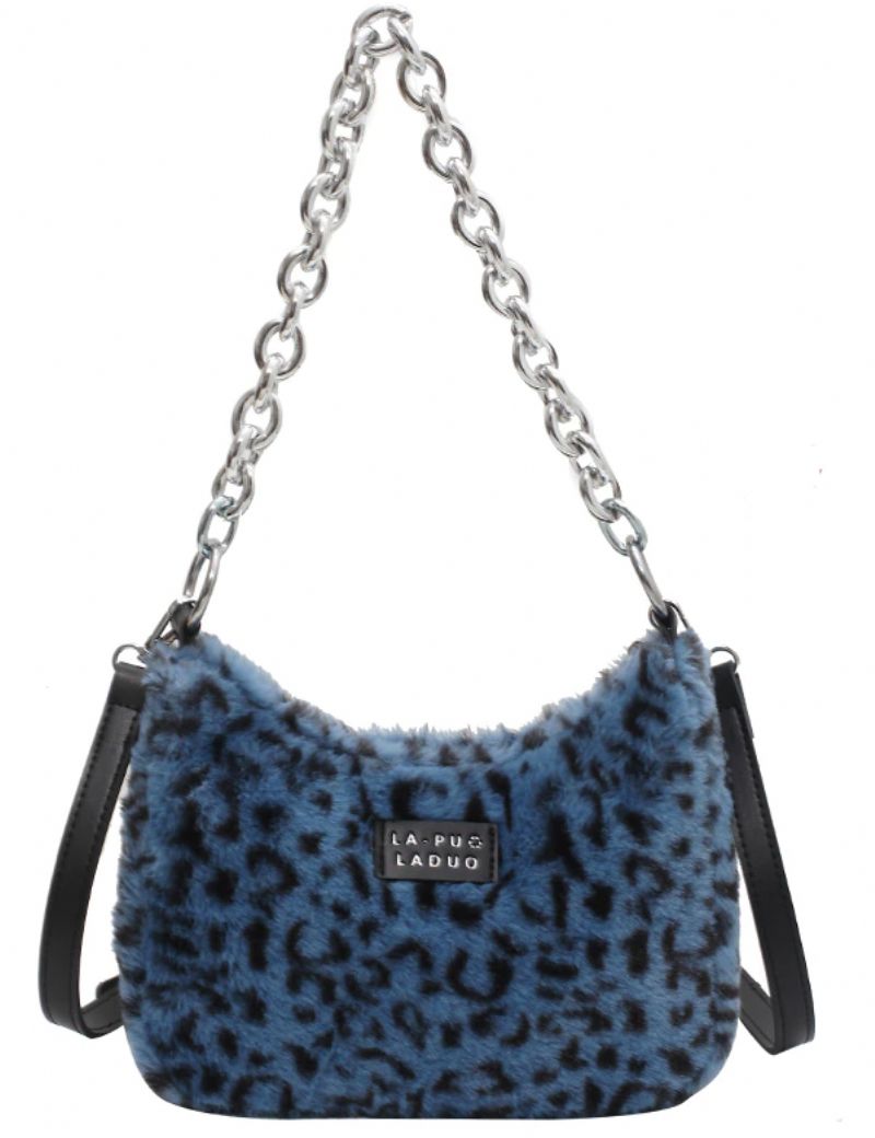 Lola Dames Kleine Pluche Kunstbont Handtas - Blauw