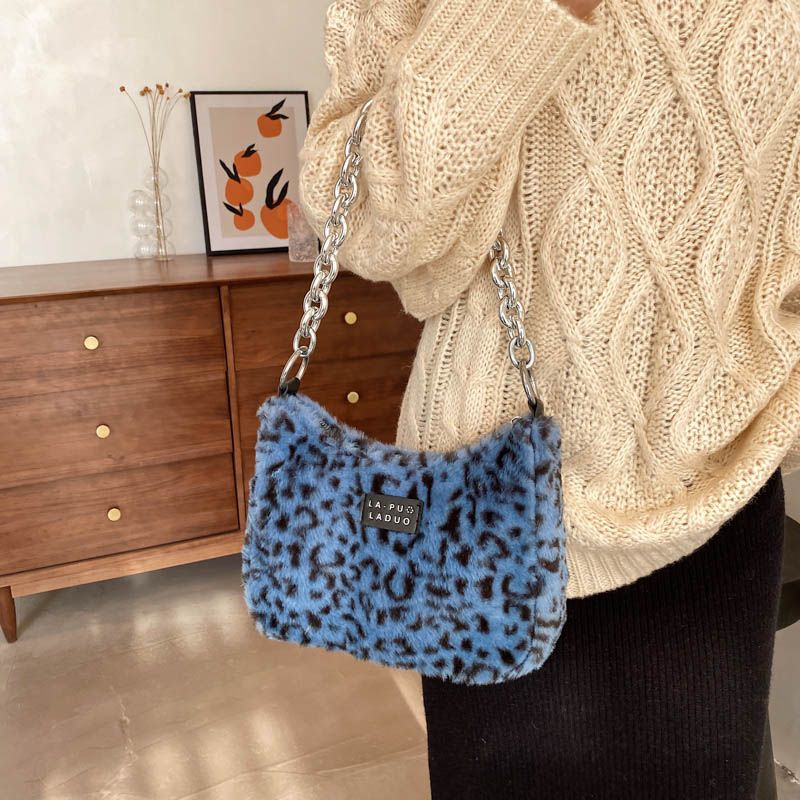 Lola Dames Kleine Pluche Kunstbont Handtas - Blauw