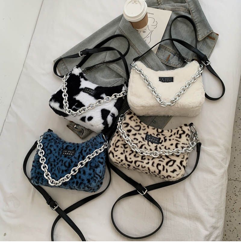 Lola Dames Kleine Pluche Kunstbont Handtas - Blauw