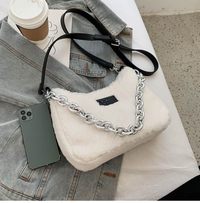 Lola Dames Kleine Pluche Kunstbont Handtas - Blauw