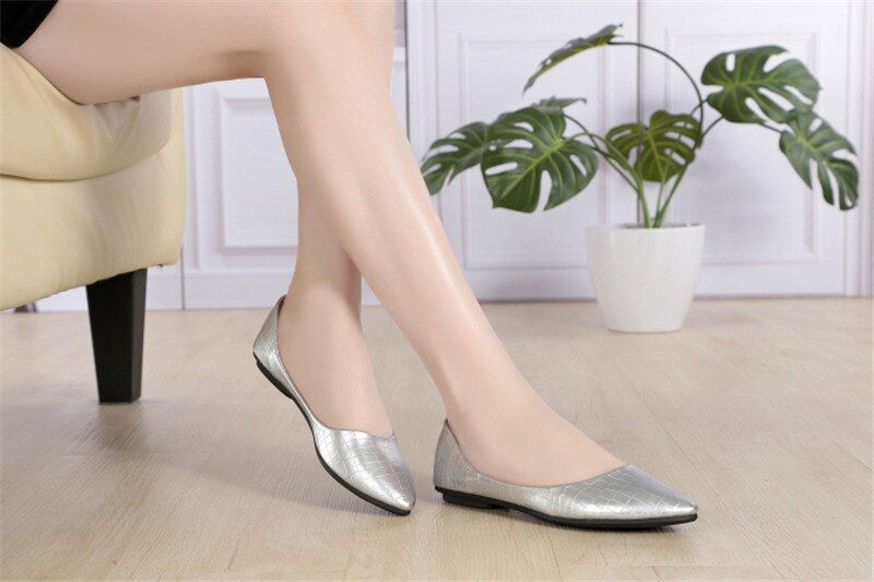 Lolita Dames Platte Zachte Zolen Schoenen - Zilver