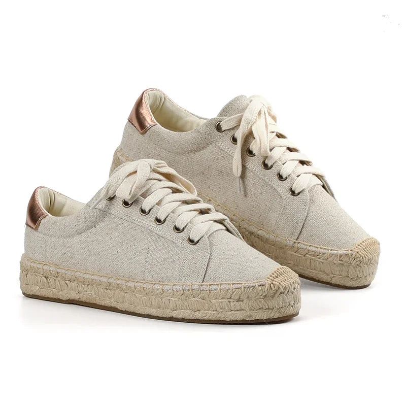 Loreana Dames Platform Hennep Espadrilles - Beige