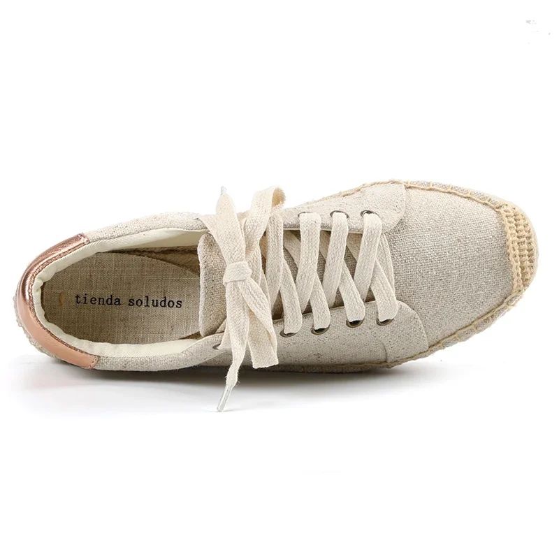 Loreana Dames Platform Hennep Espadrilles - Beige