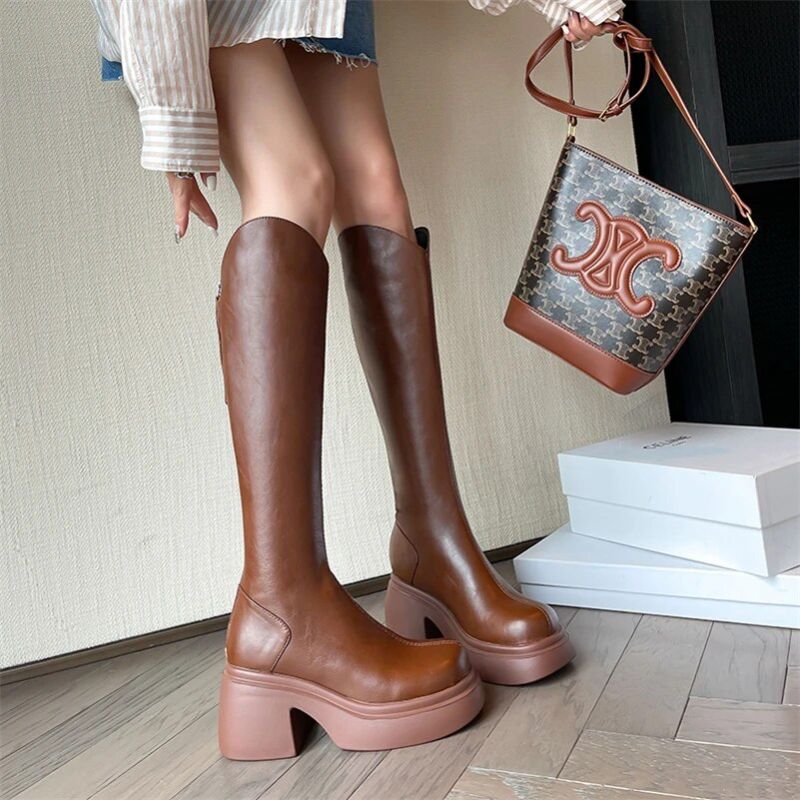 Loren Dames Herfst Platform Laarzen - Zwart