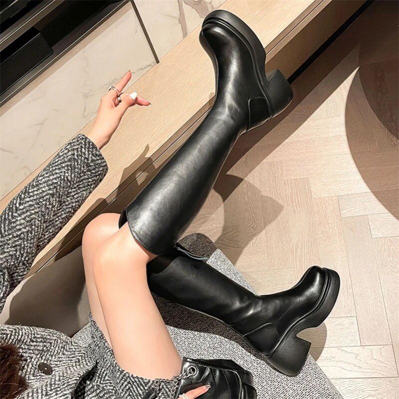 Loren Dames Herfst Platform Laarzen - Zwart