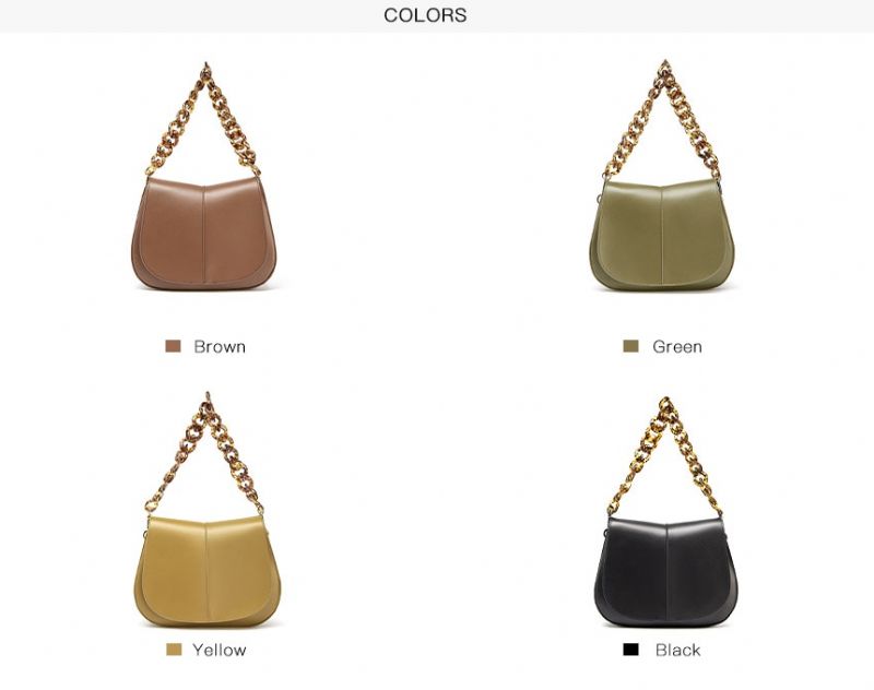 Loren Dames Leren Handtas Met Ketting - Groen
