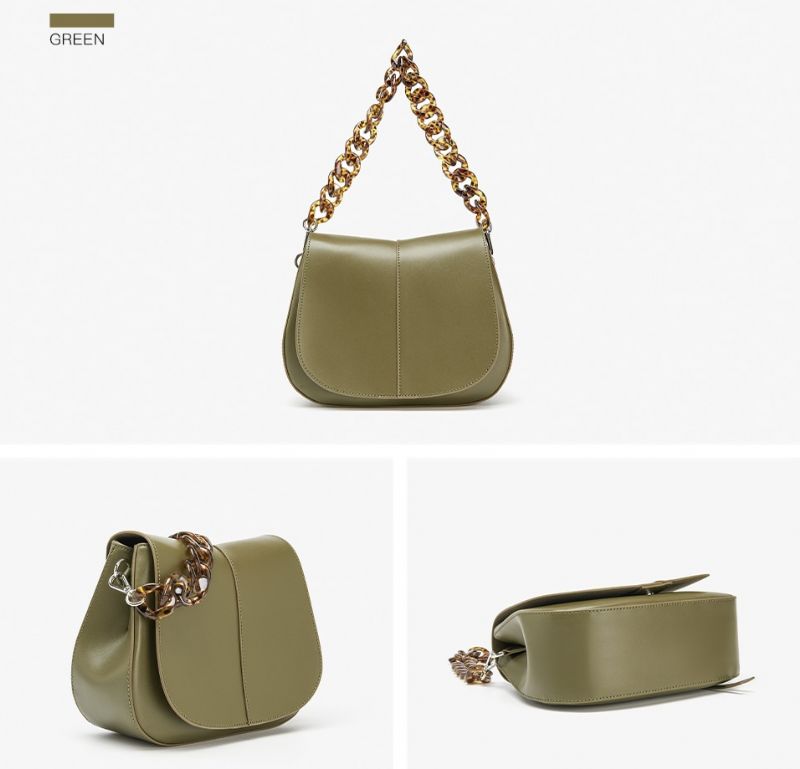 Loren Dames Leren Handtas Met Ketting - Groen