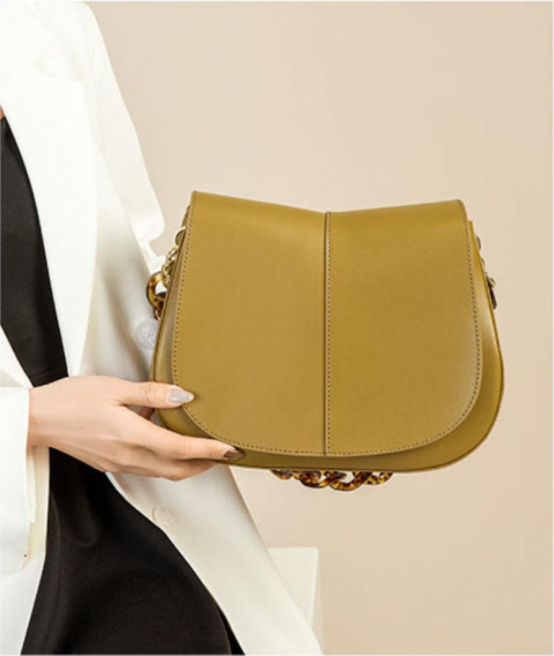 Loren Dames Leren Handtas Met Ketting - Groen