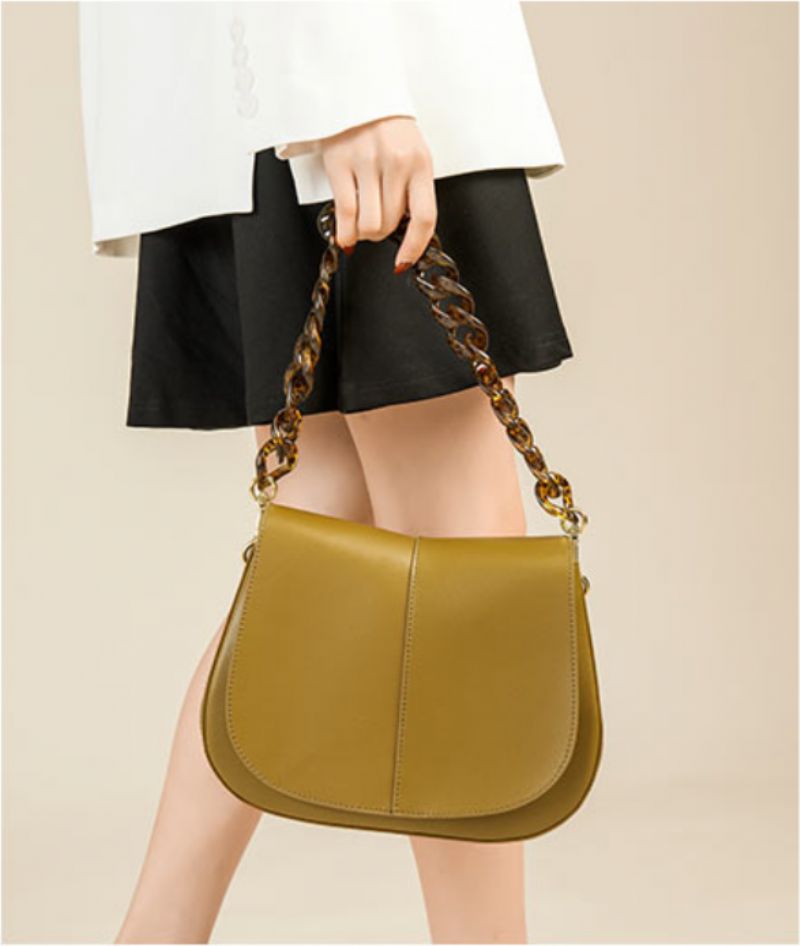 Loren Dames Leren Handtas Met Ketting - Groen